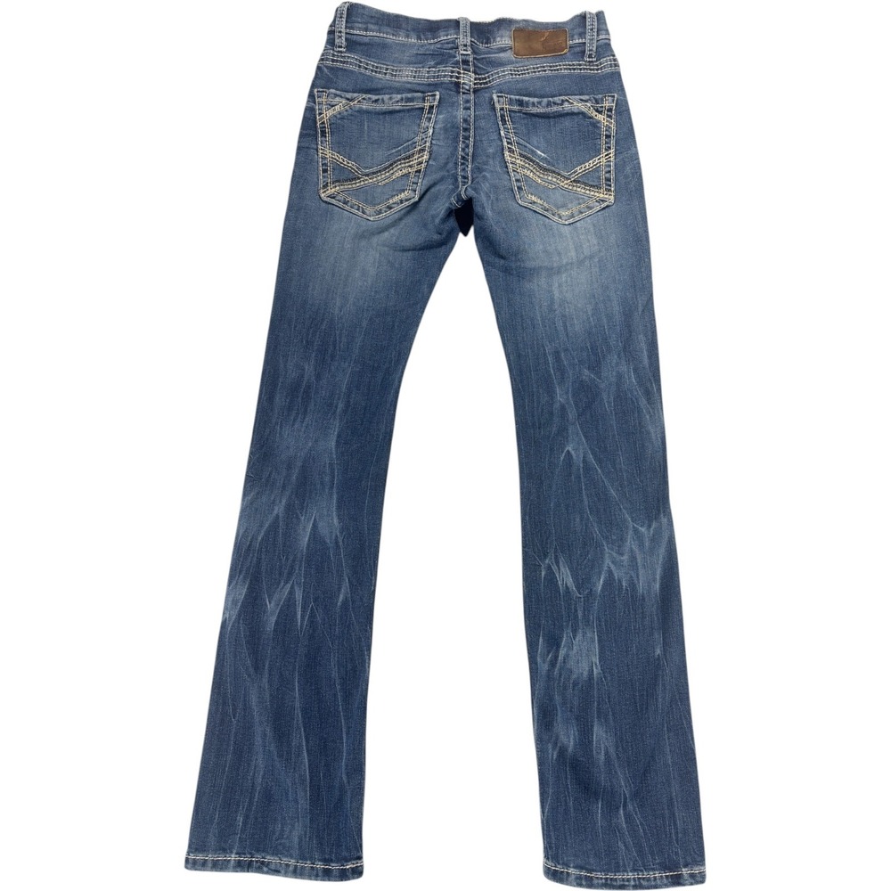 BKE Aiden Jeans Women's 28R Bootcut Mid Rise Stretch Whiskered Dark Wash Denim - Picture 8 of 12
